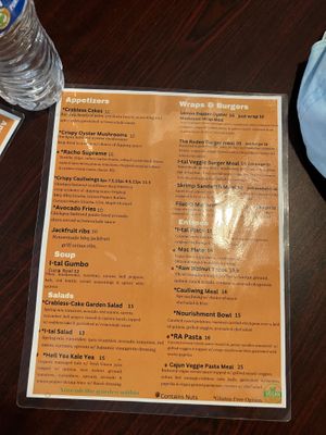 Menu  at I-tal Garden in New Orleans