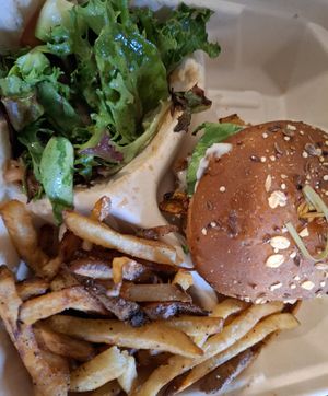 Shrimp burger at I-tal Garden in New Orleans