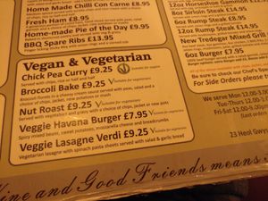 One vegan option on main menu. Don't forget to ask for separate menu! at The New Tredegar Arms in Swansea