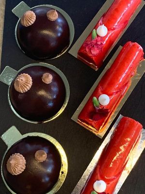 Individual gluten free desserts at Glazed Gluten Free Patisserie in Elsternwick