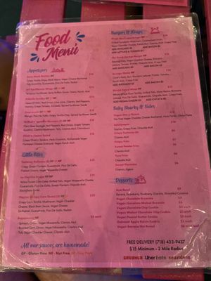 Menu at Savage Sicko in Astoria