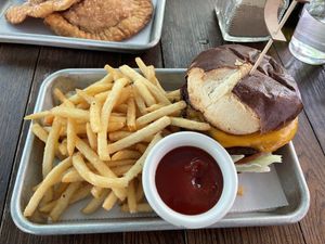 The Meg with fries   at Savage Sicko in Astoria