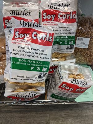 One of the only places in Bermuda that carries soy curls at Adventist Book Center - ABC Store in Hamilton