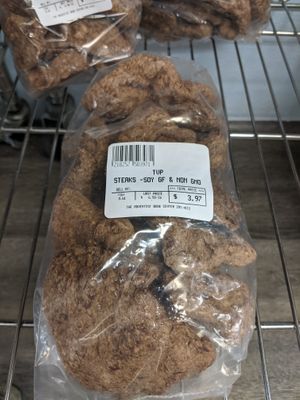 Textured vegetable protein of various sizes are sold here at Adventist Book Center - ABC Store in Hamilton