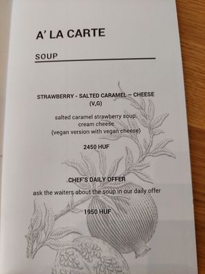 Menu at Mandala Étterem in Pecs
