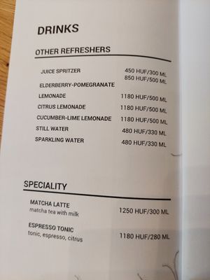 Menu at Mandala Étterem in Pecs