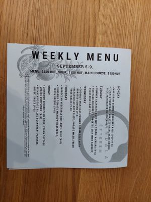 Weekly menu at Mandala Étterem in Pecs