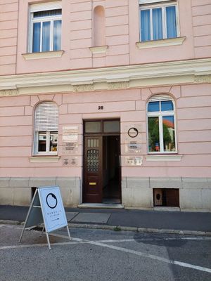 Outside - opposite parking lot! at Mandala Étterem in Pecs