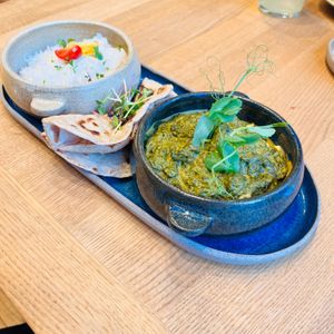 Creamy spinach with homemade cheese at Mandala Étterem in Pecs