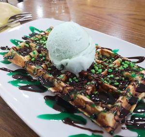 Mint chocolate chip waffle  at Twist Dessert Lounge in North West London