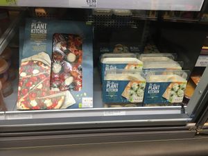 Vegan pizza and spinach ravioli at M&S Food in Paris