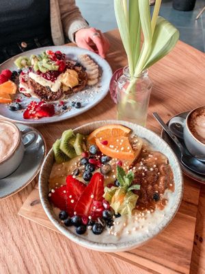 French toast & oat rice Pudding  at SOUL - Vegan Coffee Bar in Hamburg