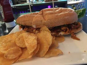 Seitan buffalo sandwich  at AS220 Food in Providence