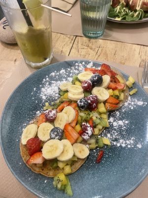 Vegan pancakes  at Boa Beach in Valencia