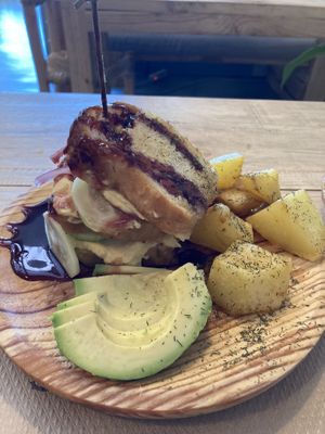 Vegan sandwich (requested avocado on the side) at Boa Beach in Valencia