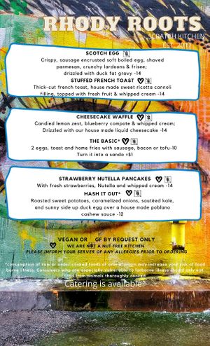 brunch all day! at Rhody Roots in Warren