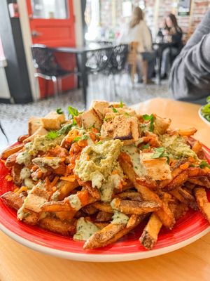 Vegan Poutine! at Rhody Roots in Warren
