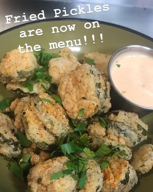 Fried Pickles  at Rhody Roots in Warren