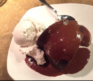 dessert: chocolate cake and ice cream. Ice cream is made in house!  at Gracias Madre in San Francisco