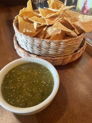 Chips and salsa verde  at Gracias Madre in San Francisco