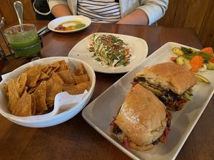 Sweet Potato Quesadilla (back) and Tempeh Chorizo Torta at Gracias Madre in San Francisco