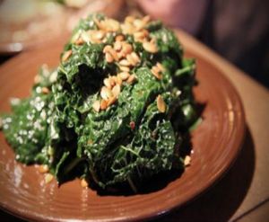 greens con chili y ajo: seasonal greens sauteed with fresh garlic and chiles at Gracias Madre in San Francisco