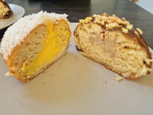 Coconut mango vegan donut at Kavarna Vanilia in Grosuplje