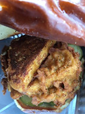 Tempura Tofu Sandwich called Southern Chick at Boss Chick N Beer in Berea