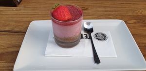 Vegan strawberry cheesecake at Qulto - Slovenska in Maribor