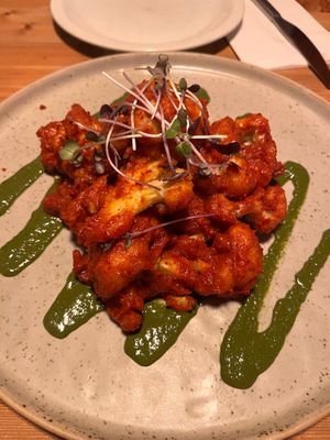 Kimchi cauliflower with pesto  at Betulla Burning in Prince George