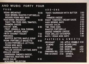 Vegan options at The Village Coffee & Music in Utrecht