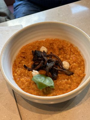 Risotto with mushrooms, a bit overcooked   at Mudra in Buenos Aires