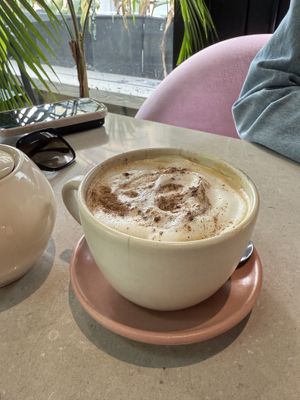 Vegan cappuccino  at Mudra in Buenos Aires