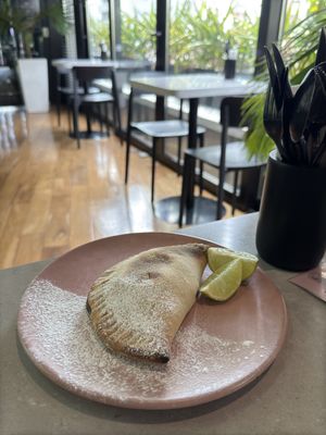 Mushroom empanada  at Mudra in Buenos Aires