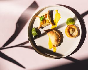 | EMPANADAS |

Caprese | Choclo y Chorizo | Portobello cortado a cuchillo
Salsa Tari. Criolla. Huacatay.

 at Mudra in Buenos Aires