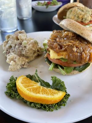 Vegan Breakfast Sandwich (served all day)with vegan potato salad.   at Bruchelle's in Covington