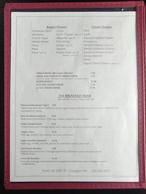 Menu at Bruchelle's in Covington