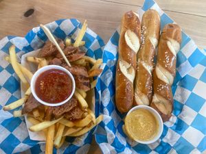 Berliner and pretzels  at Willkommen in San Francisco