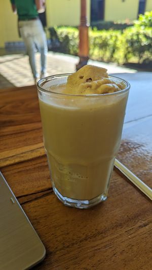 Frozen cappuccino with almond and coconut milk at Gaia Forest Cafe & Market in Granada