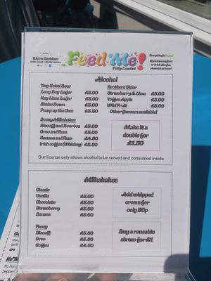 Drinks menu2 at Feed Me Fully Loaded in Nottingham