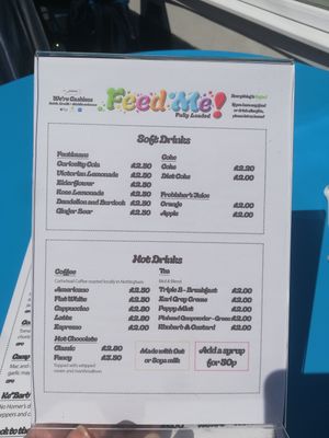 Drinks menu1 at Feed Me Fully Loaded in Nottingham
