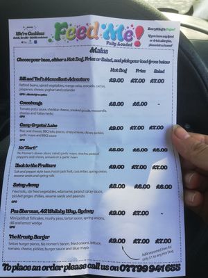 Take away menu at Feed Me Fully Loaded in Nottingham