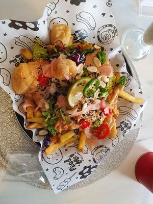 Satay Away on fries at Feed Me Fully Loaded in Nottingham