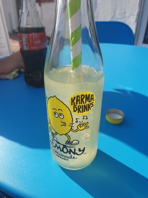 Cold drink in the sun at Feed Me Fully Loaded in Nottingham