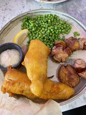 Phish and chips  at Erpingham House in Brighton