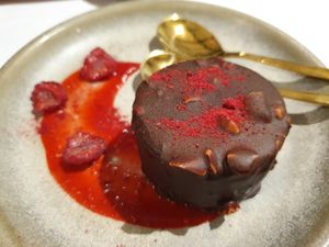 If they have the raspberry chocolate dessert.. GET IT!! at Erpingham House in Brighton