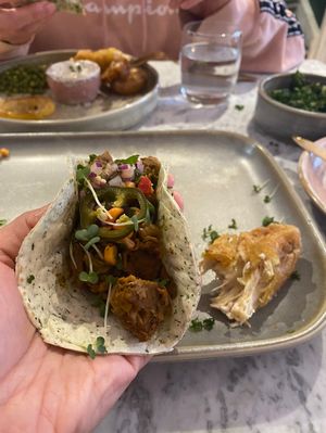 Tortilla + ‘fish' at Erpingham House in Brighton