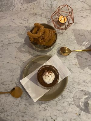 Tiramisu and onion rings at Erpingham House in Brighton