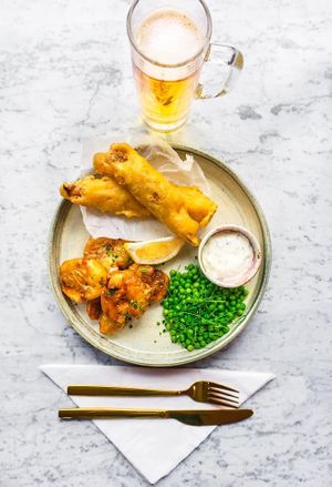 Fsh n chips at Erpingham House in Brighton