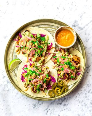 Mushroom & tempeh tacos at Erpingham House in Brighton